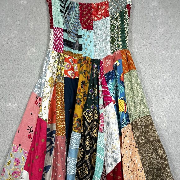 India Boutique Sundress Womens One Size Multicolored Hippie Halter Patchwork - Picture 7 of 10